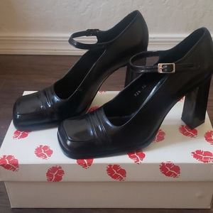 Black Square Toe Pumps